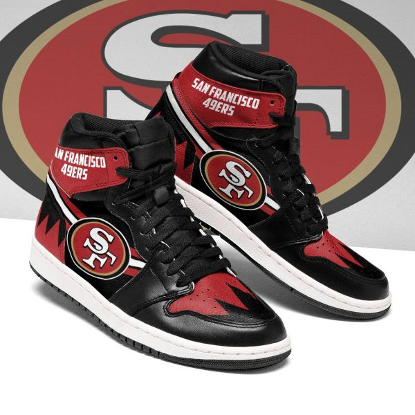 Women's San Francisco 49ers AJ High Top Leather Sneakers 003